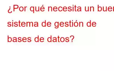 ¿Por qué necesita un buen sistema de gestión de bases de datos?