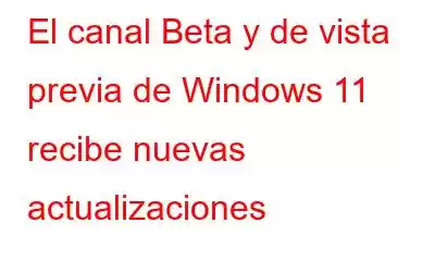 El canal Beta y de vista previa de Windows 11 recibe nuevas actualizaciones