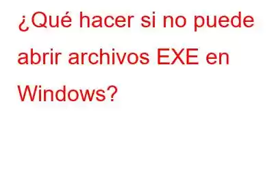 ¿Qué hacer si no puede abrir archivos EXE en Windows?