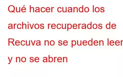 Qué hacer cuando los archivos recuperados de Recuva no se pueden leer y no se abren