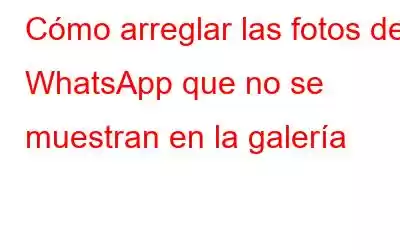 Cómo arreglar las fotos de WhatsApp que no se muestran en la galería